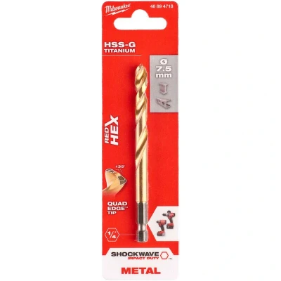Afbeelding van MILWAUKEE 48894718 SHOCKWAVE HSS TiN metaal boor 7,5mm