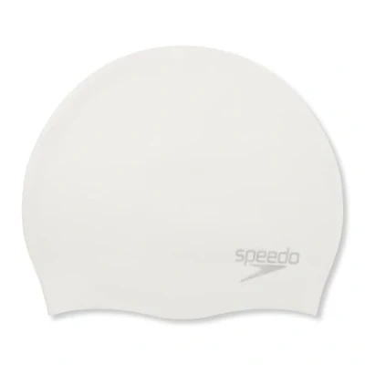 Afbeelding van Speedo Plain Moulded Silicone Cap Wit/Zilver Unisex Badmuts Maat One size