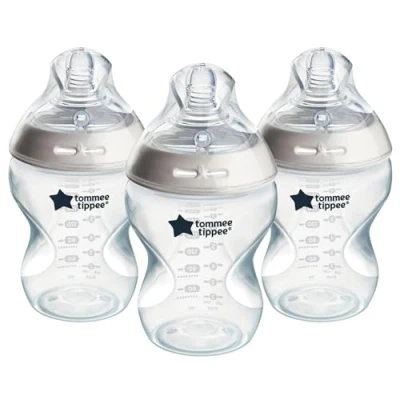 Afbeelding van Tommee Tippee Closer to Nature babyflessen, fopspeen met anti koliek ventiel, 260 ml, 3 stuks, meerkleurig