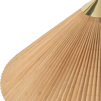 Afbeelding van Gubi vloerlamp 9602, messing/rattan, kap van bamboe