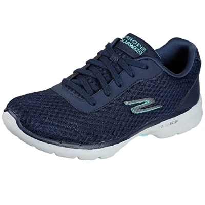 Afbeelding van Skechers Go Walk 6 Iconic Vision damessneakers, textiel, marineblauw, turquoise rand, 37,5 EU, Marineblauw textiel rand