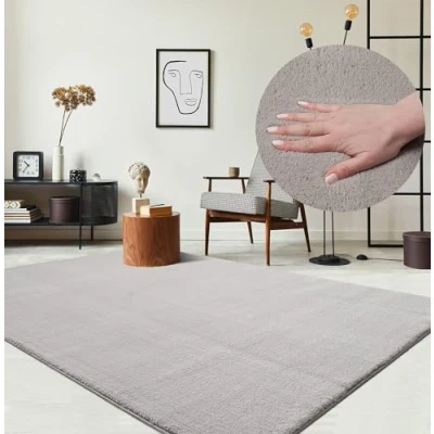 Afbeelding van the carpet Relax Modern pluizig laagpolig tapijt, antislip onderkant, wasbaar tot 30 C, super zacht, vachtlook, zand, 300 x 400 cm