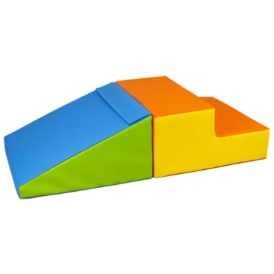 Afbeelding van Velinda Mini glijbaan, grote schuimbouwstenen, zachte stenen, kruipend landschap (kleur: geel, groen, blauw, oranje)