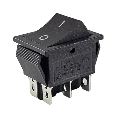 Afbeelding van Wipschakelaar ON/ON, 6 polig, 16A, 250V AC/DC, zwart