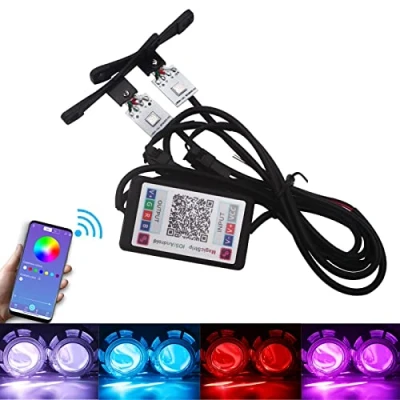 Afbeelding van Qasim 1 Set 5050 LED auto duivel ogen licht APP controller bluetooth demon multicolor 12V voor HID xenon projector lens koplamp 2.8 inch