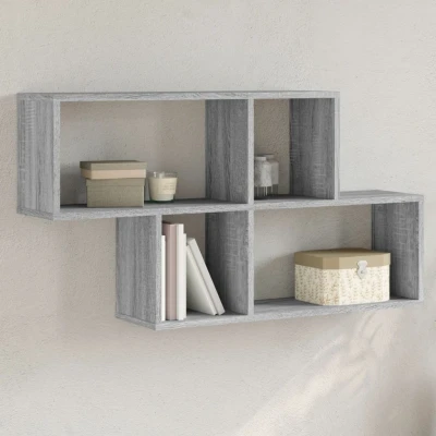 Afbeelding van Wandschap 100x20x53 cm bewerkt hout grijs sonoma eikenkleurig