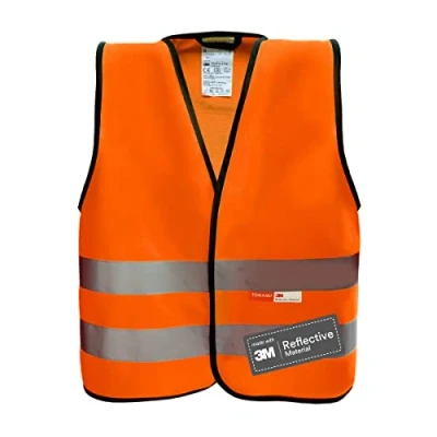 Afbeelding van Tomamu Hoge zichtbaarheid vest voor kinderen, reflecterend met klittenbandsluiting en reflecterende strepen, gemaakt van 3M materiaal, Geel.