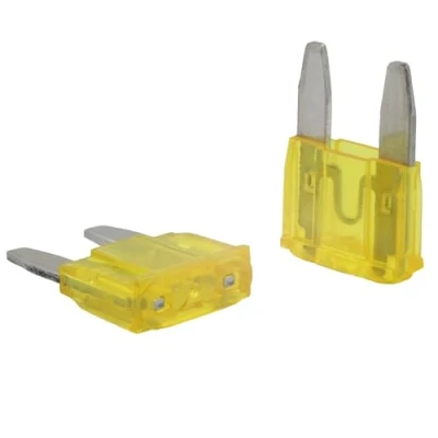 Afbeelding van SeKi 5 stuks platte mini zekeringen 20 A geel 32 V/DC voor boot, aanhanger, vrachtwagen, caravan