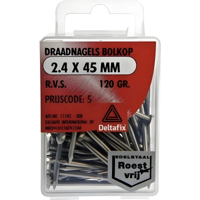 Afbeelding van Draadnagel bolkop RVS 2.4x45mm