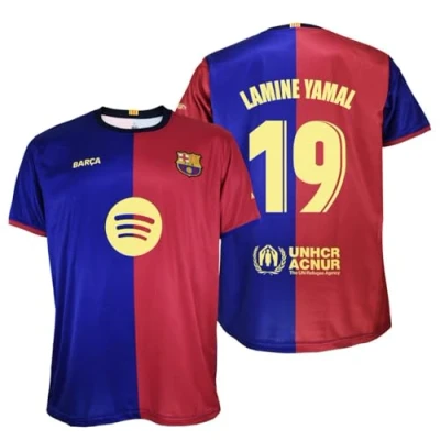 Afbeelding van Futbol Club Barcelona Lamine Yamal 19 T shirt voor volwassenen, seizoen 2024/2025, officiële replica met licentie, Blauw/Granaat