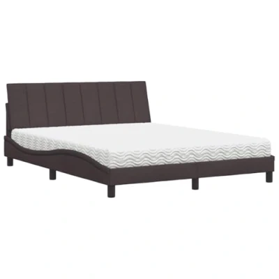 Afbeelding van vidaXL Bed met matras stof donkerbruin 160x200 cm