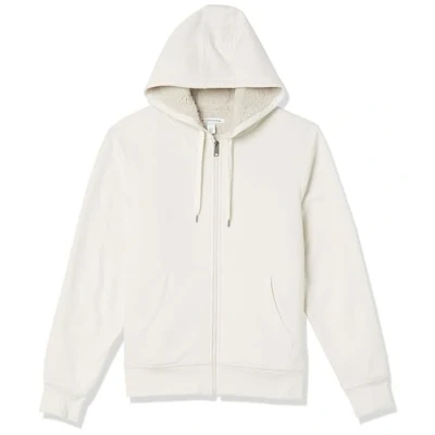 Image de Amazon Essentials Sweat Shirt à Capuche, Fermeture Éclair Intégrale, en Molleton, Doublure Sherpa Men&#039;s, Blanc Cassé, XXL