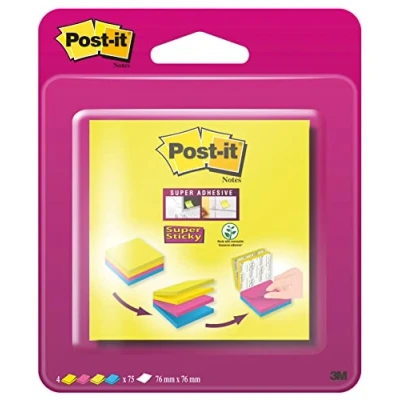 Afbeelding van Memoblok 3M Post it 2014 Super Sticky 76x76mm smart kubus Rio