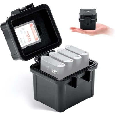 Afbeelding van JJC 2 in 1 geheugenkaarthoes en batterijhouder Voor camera, 4 camerabatterijen, afmetingen ≤ 4,3 x 3,5 cm, Kaarthouder