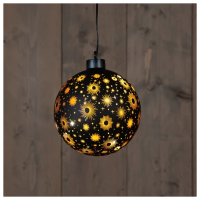 Afbeelding van Anna&#039;s Collection Glasbal Kosmos Kerstverlichting 12 cm Zwart Goud