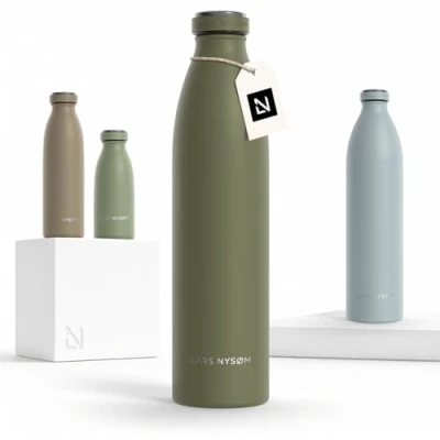 Afbeelding van LARS NYSØM &#039;Ren&#039; Roestvrijstalen drinkfles 1000ml BPA vrije geïsoleerde waterfles voorSport, Fiets, Volwassene, Kids Capulet Olive