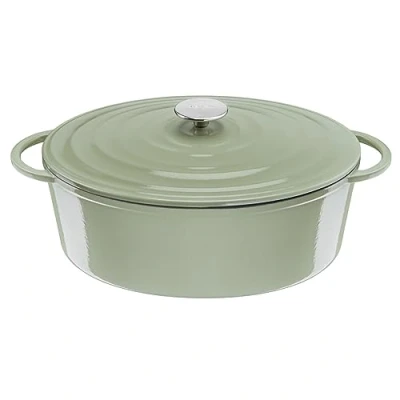 Afbeelding van Tefal LOV E25806 ovale braadpan, 34 cm, gietijzer, optimale warmteopslag, geschikt voor alle warmtebronnen, ovenbestendig tot 250 C, de oven