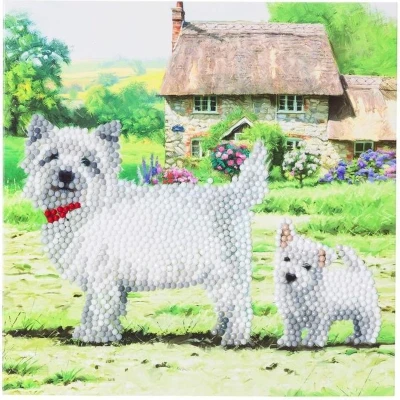 Afbeelding van Craft Buddy Crystal Art Kaart West Highland Terriërs 18X18 Cm