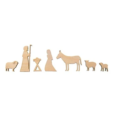 Afbeelding van Rayher 46585505 Set van 7 natuurlijke houten kribben FSC Mix Credit delig 3 8 cm dik 6 mm