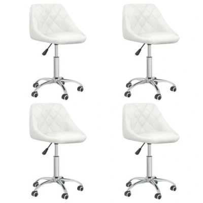 Afbeelding van vidaXL Eetkamerstoelen draaibaar 4 st kunstleer wit