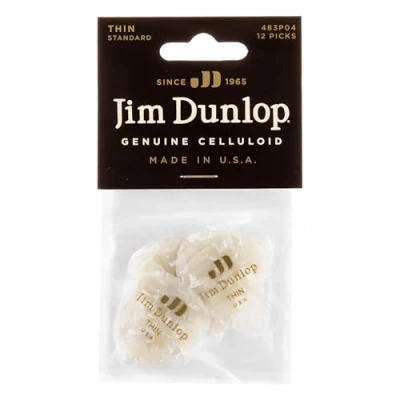Afbeelding van Dunlop Genuine Plektrum thin Pearl wit 483, 12er set Plectrum