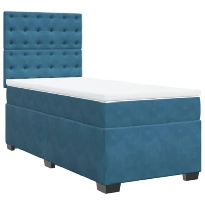 Afbeelding van vidaXL Boxspring met matras fluweel blauw 90x200 cm