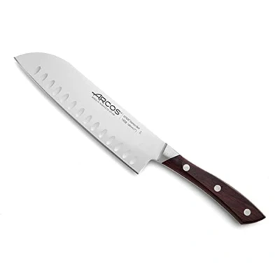 Afbeelding van Arcos 155810 serie Natura Santoku mes Aziatisch type lemmet van gesmeed roestvrij staal nitrum 180 mm handvat hand rozenhout kleur bruin