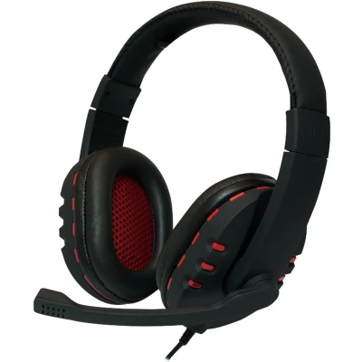 Afbeelding van LogiLink HS0033 hoofdtelefoon/headset Bedraad Hoofdband Oproepen/muziek Zwart, Rood