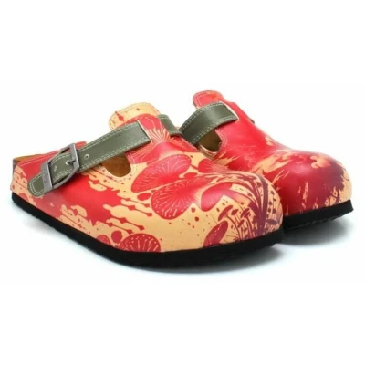 Afbeelding van GOBY Magic Mushrooms Clogs Handmade Vegan Leer Dames Maat 38
