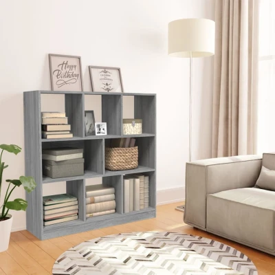 Afbeelding van Boekenkast 97,5x29,5x100 cm bewerkt hout grijs sonoma eiken