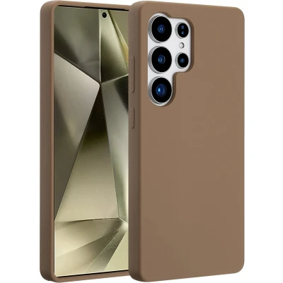 Afbeelding van Accezz Hoesje Geschikt voor Samsung Galaxy S25 Ultra Siliconen Liquid Silicone Backcover MagSafe Lichtbruin