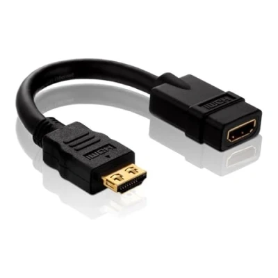 Afbeelding van Purelink PureInstall PI030 HDMI adapter male naar female 10 cm drievoudig afgeschermd zwart