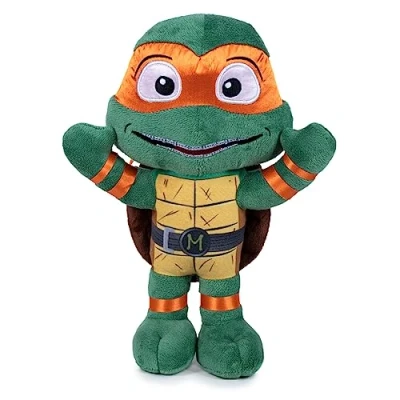 Afbeelding van Famosa Softies Michelangelo 760022774 Knuffel Ninja Turtles, de Mutant Chaos film, meet 30 cm, met oranje masker en details voor jongens meisjes van alle leeftijden