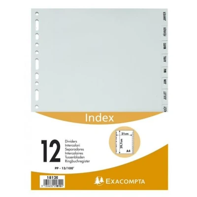 Image de Intercalaires Exacompta A4 12 Positions Janv/Dec