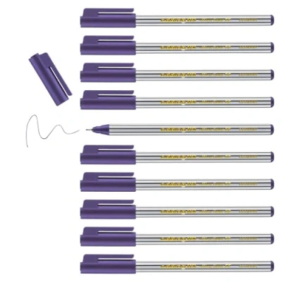 Afbeelding van edding 89 fineliner EF kleur violet 0,3 mm extra fijne punt 10 stuks in een doosje inkt op waterbasis geschikt voor papier lokaal geproduceerd Duitsland
