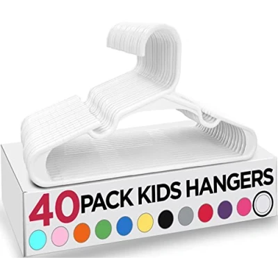 Afbeelding van Home 40 pack kinderhangers 11,5 inch plastic babyhangers voor kast kleding en ideaal Jashangers (wit)