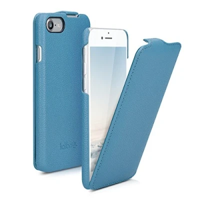 Afbeelding van kalibri flip cover geschikt voor Apple iPhone SE (2022) / (2020) 8 7 ultradunne leren hoes smartphone blauw
