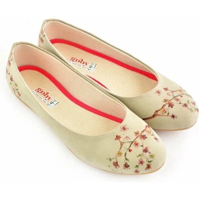 Afbeelding van GOBY Japans Blossom Ballerinas Flats Hoge kwaliteit Handmade Meisjesprint Maat 37
