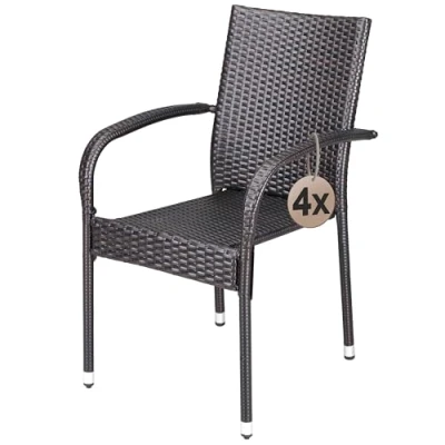 Afbeelding van Casaria Tuinstoelen Set van 4 Weer en UV bestendig 90x56x60cm Bruin