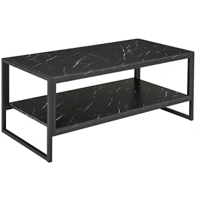 Afbeelding van HOMCOM Moderne salontafel met 2 planken, 106 x 50 47 cm, zwart