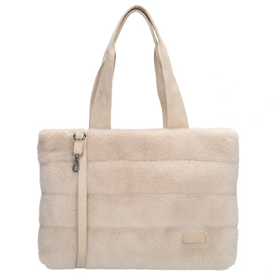 Afbeelding van Zebra trends Emma Schoudertas 15,6 inch Werktas Shopper Laptoptas Bont Fur Crème