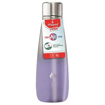 Afbeelding van Maped Picnik Thermosfles van roestvrij staal, lekvrije fles, dubbelwandig, lang koud en warm bewaren, paars, 500 ml