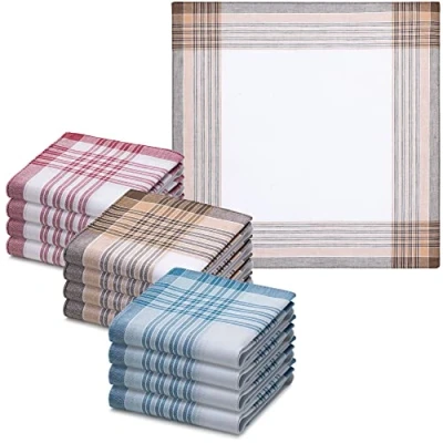 Afbeelding van JEMIDI zakdoeken heren 100% katoen 40 x cm Set van 12 Herbruikbare voor volwassenen In 3 verschillende kleuren