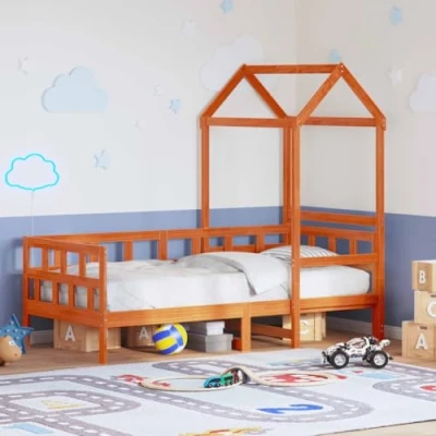 Afbeelding van vidaXL Kinderbed met huisje massief grenenhout wasbruin 90x200 cm
