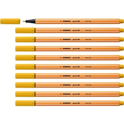 Image de Stylo feutre pointe fine STABILO point 88 Lot x 10 stylos jaune curry (87)