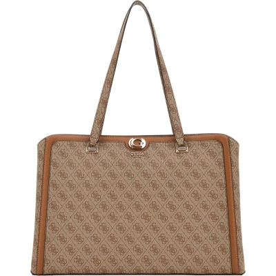 Afbeelding van Guess Orlina travel tote shopper latte logo/brown
