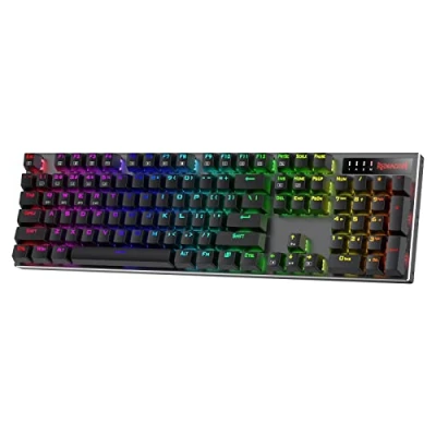 Afbeelding van Redragon K556 PRO Verbeterd draadloos RGB gamingtoetsenbord, BT/2,4 GHz, aluminium tri modus met vertragingsvrije verbinding, stil, lineaire rode schakelaar, hot swappable