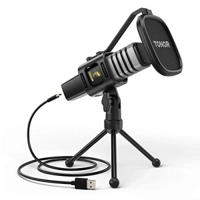 Afbeelding van TONOR USB Microfoon, PC Condensatormicofoon met Standaard, Popfilter, Computermicrofoon voor Streamen, Podcasten, Voice over, Opnemen, Twitch, Compatibel Laptop MAC, TC30aptop desktop, TC30
