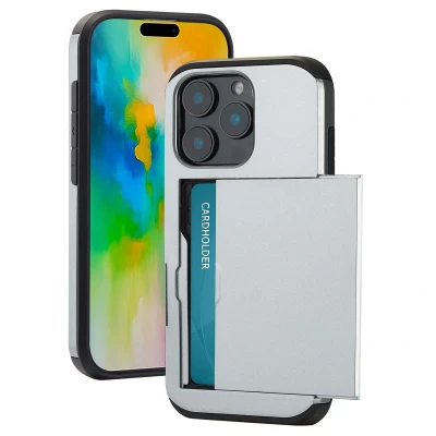 Afbeelding van imoshion Hoesje Geschikt voor iPhone 16 Pro Ruimte 2 pasjes Backcover met pasjeshouder Grijs