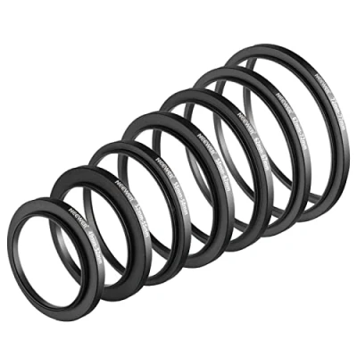 Afbeelding van Neewer 7 stuks 49 mm 77 filter step up ringen set adapter (49 52 55 58 62 67 72 mm)
